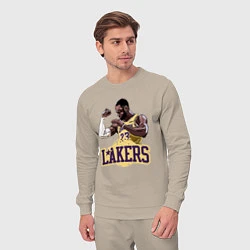 Костюм хлопковый мужской LeBron - Lakers, цвет: миндальный — фото 2