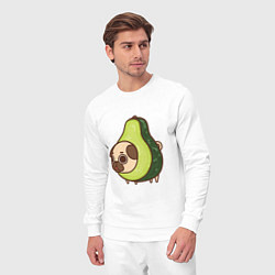 Костюм хлопковый мужской Мопс-авокадо, цвет: белый — фото 2