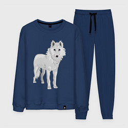 Костюм хлопковый мужской Белый волк, цвет: тёмно-синий