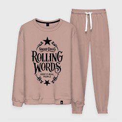 Костюм хлопковый мужской Snoop Dogg: Rolling Words, цвет: пыльно-розовый