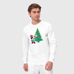 Костюм хлопковый мужской Christmas Minnie, цвет: белый — фото 2