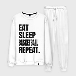 Костюм хлопковый мужской EAT SLEEP BASKETBALL REPEAT, цвет: белый