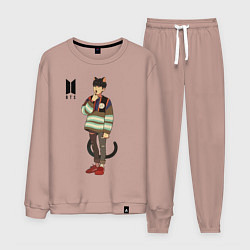 Костюм хлопковый мужской BTS Cat, цвет: пыльно-розовый