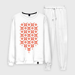 Костюм хлопковый мужской Белорусская вышиванка, цвет: белый