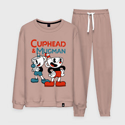 Костюм хлопковый мужской Cuphead & Mugman, цвет: пыльно-розовый