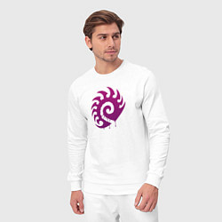 Костюм хлопковый мужской Zerg logo Purple, цвет: белый — фото 2