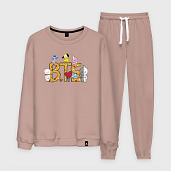 Костюм хлопковый мужской BTS ПЕРСОНАЖИ BT21, цвет: пыльно-розовый