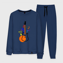 Костюм хлопковый мужской Цветная гитара, цвет: тёмно-синий