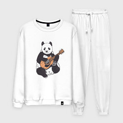 Костюм хлопковый мужской Панда гитарист Panda Guitar, цвет: белый