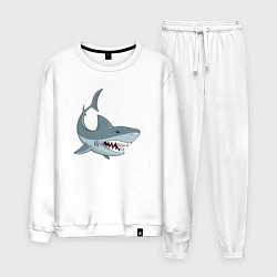 Костюм хлопковый мужской Агрессивная акула, цвет: белый