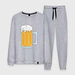 Костюм хлопковый мужской Beer Cat, цвет: меланж