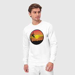Костюм хлопковый мужской Закат солнце на пляже, цвет: белый — фото 2