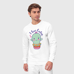 Костюм хлопковый мужской I Love Cactus, цвет: белый — фото 2