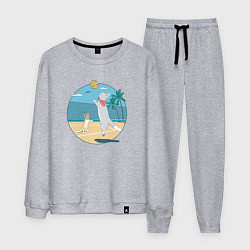 Костюм хлопковый мужской Cat Volleyball, цвет: меланж