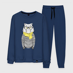 Костюм хлопковый мужской Hipster Cat, цвет: тёмно-синий
