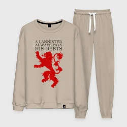 Костюм хлопковый мужской Logo and quotes Lannister, цвет: миндальный