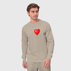 Костюм хлопковый мужской Пиксельное Сердце, цвет: миндальный — фото 2