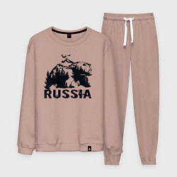 Костюм хлопковый мужской Russian bear, цвет: пыльно-розовый
