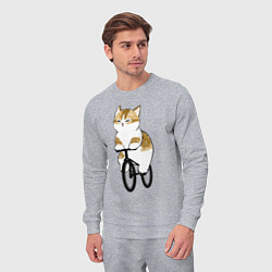 Костюм хлопковый мужской Котик на велосипеде, цвет: меланж — фото 2