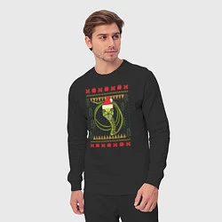 Костюм хлопковый мужской Рождественский свитер Скептическая змея, цвет: черный — фото 2