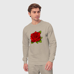 Костюм хлопковый мужской Красная роза Рисунок, цвет: миндальный — фото 2