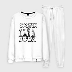Костюм хлопковый мужской Карикатура на группу System of a Down, цвет: белый