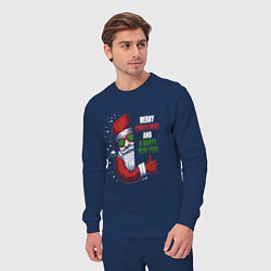 Костюм хлопковый мужской Merry Christmas and Happy New Year!, цвет: тёмно-синий — фото 2