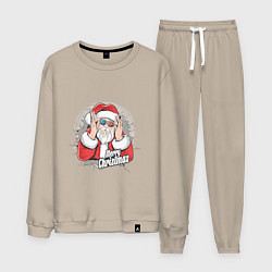 Костюм хлопковый мужской Cool Santa, цвет: миндальный