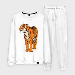 Костюм хлопковый мужской Гордый независимый тигр, цвет: белый