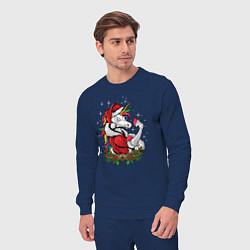 Костюм хлопковый мужской Unicorn Santa, цвет: тёмно-синий — фото 2