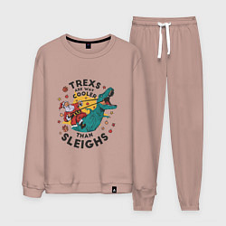 Костюм хлопковый мужской T-Rex Christmas, цвет: пыльно-розовый