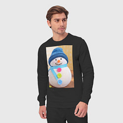 Костюм хлопковый мужской Счастливый снеговичок, цвет: черный — фото 2