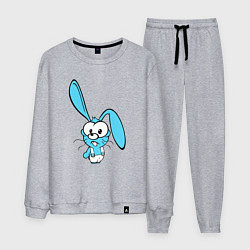 Костюм хлопковый мужской Заяц пучеглазый голубенький, цвет: меланж