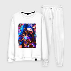 Костюм хлопковый мужской ARCANE LOL JINX FACE LEAGUE OF LEGENDS, цвет: белый