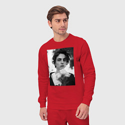 Костюм хлопковый мужской Timothee Chalamet с розами, цвет: красный — фото 2