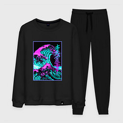 Костюм хлопковый мужской НЕОНОВАЯ ВОЛНА, ЯПОНИЯ, ФУДЗИЯМА JAPAN NEON, цвет: черный