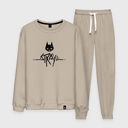 Костюм хлопковый мужской Stray: Black Logo, цвет: миндальный