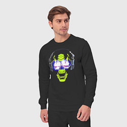 Костюм хлопковый мужской Neon skull - music lover, цвет: черный — фото 2