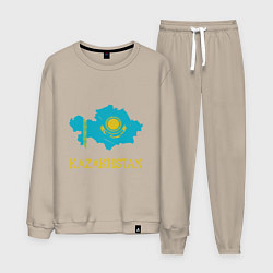 Костюм хлопковый мужской Map Kazakhstan, цвет: миндальный