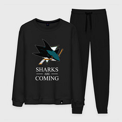 Костюм хлопковый мужской Sharks are coming, Сан-Хосе Шаркс San Jose Sharks, цвет: черный