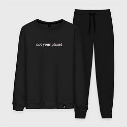 Костюм хлопковый мужской Not your planetНе твоя планета, цвет: черный