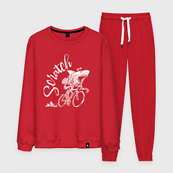 Костюм хлопковый мужской Scratch - трековые велогонки, цвет: красный