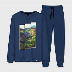 Костюм хлопковый мужской Тропа с цветами к морю, цвет: тёмно-синий
