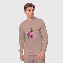 Костюм хлопковый мужской Акварельный розовой цветок, цвет: пыльно-розовый — фото 2