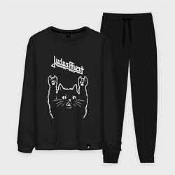Костюм хлопковый мужской Judas Priest Рок кот, цвет: черный