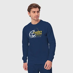 Костюм хлопковый мужской Счастливая рыбацкая футболка не стирать, цвет: тёмно-синий — фото 2