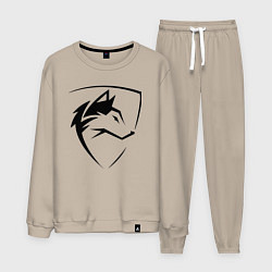 Костюм хлопковый мужской Wolf Emblem Jaw, цвет: миндальный