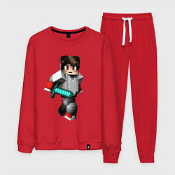 Костюм хлопковый мужской Minecraft Warrior Hero, цвет: красный