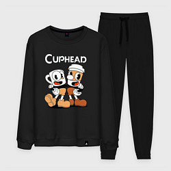 Костюм хлопковый мужской Cuphead 2 чашечки, цвет: черный