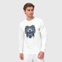 Костюм хлопковый мужской Черный лев тату, цвет: белый — фото 2